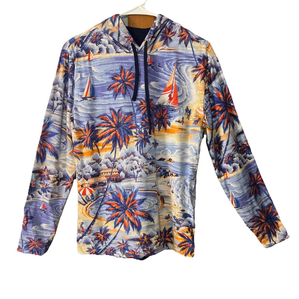 Polo Ralph Lauren Reversible Hooded Pullover Men S Tropical Beach Print Pony